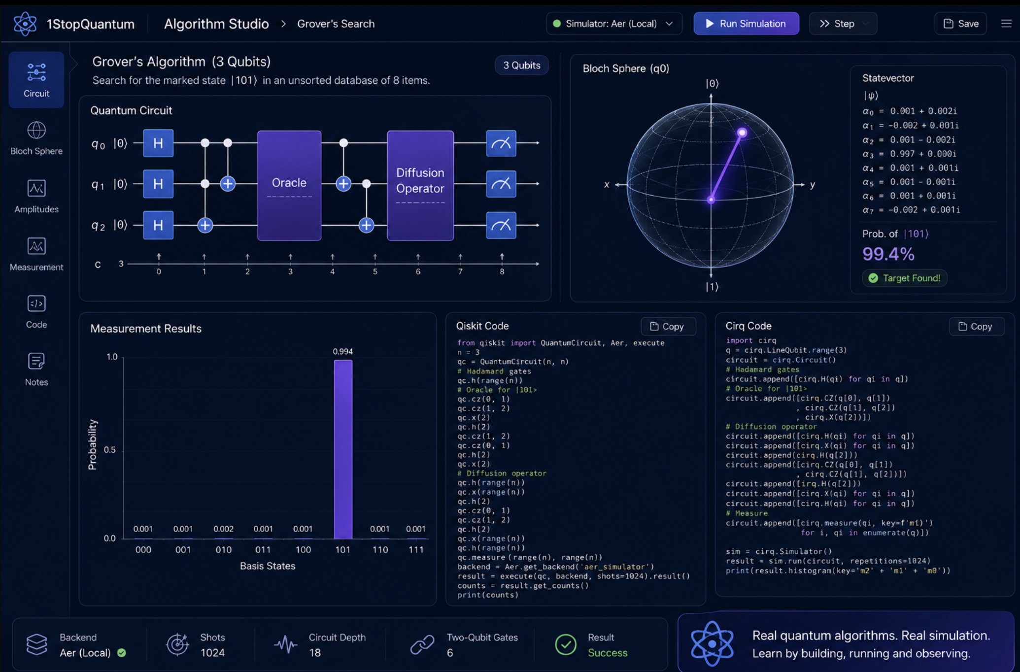 Quantum Computing interactive experiment proof