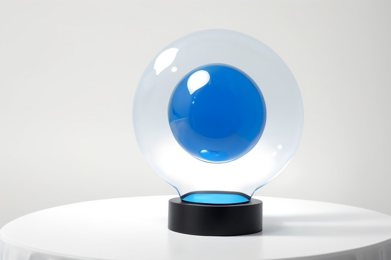 A clear blue qubit sphere beside a simple classical switch